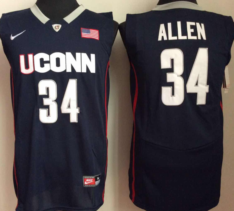 NCAA Men Uconn Huskies #34 Blue->youth nfl jersey->Youth Jersey